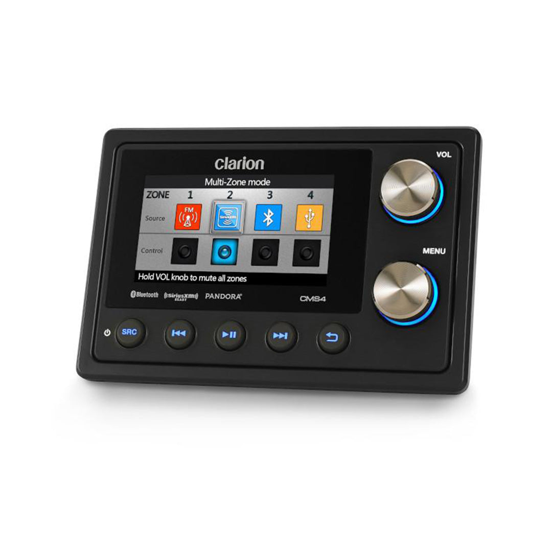 Clarion CMS4, 4-Zone Marine Digital Media Receiver with Watertight Commander