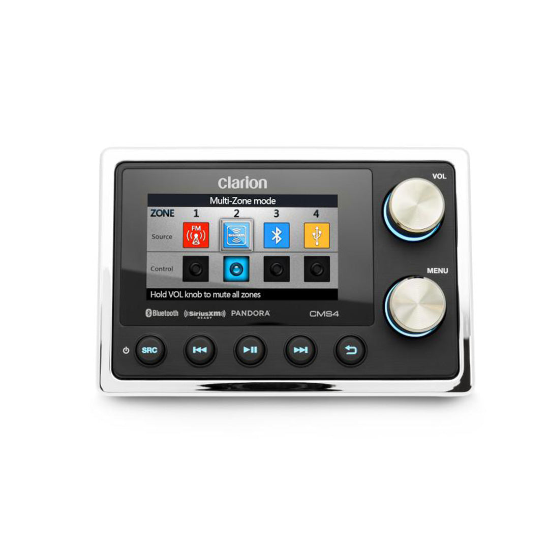 Clarion CMS4, 4-Zone Marine Digital Media Receiver with Watertight Commander