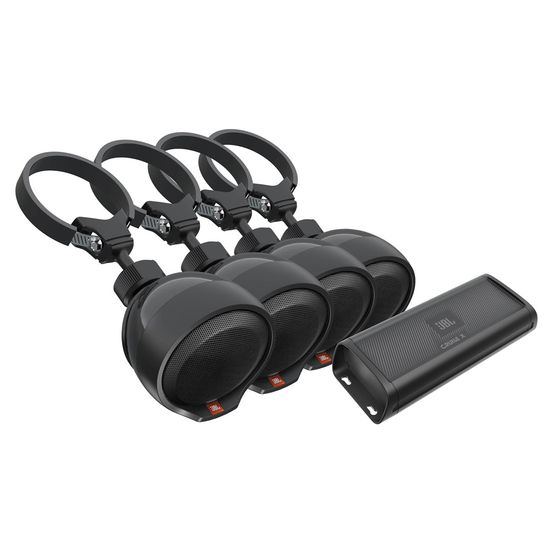 JBL CRUISEX, Club Series Marine 4 Channel Plug and Play Bluetooth¨ Amp and 4 Speakers