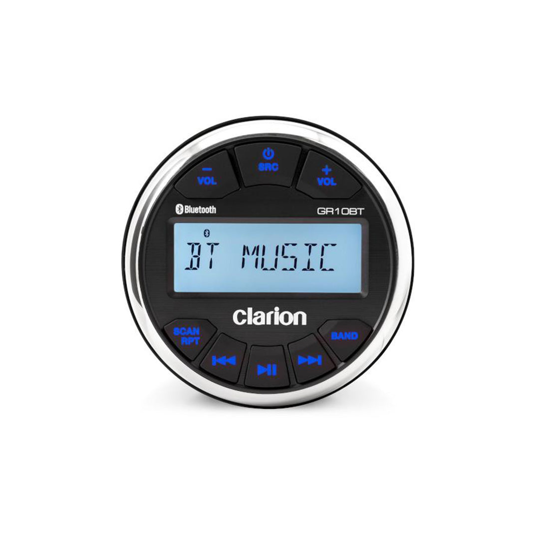 Clarion GR10BT, Marine Gauge Hole USB/MP3/WMA Receiver with built-in Bluetooth