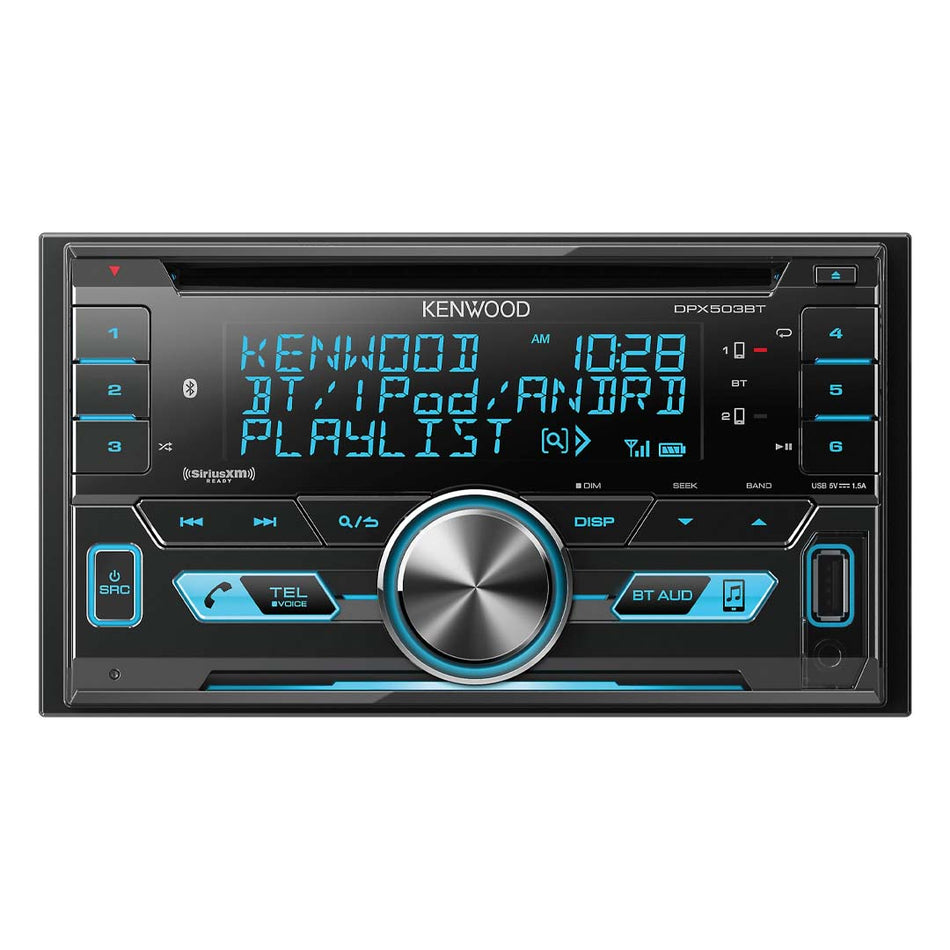 Kenwood DPX503BT, Double Din CD Receiver w/ Bluetooth, Front USB, SiriusXM Ready