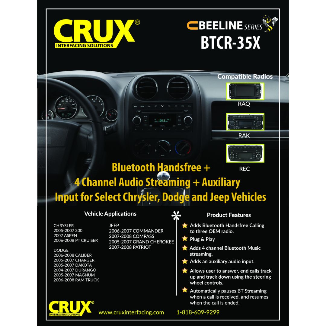 Crux BTCR-35X, Bluetooth for Select Chrysler & Dodge Vehicles 2005-2008