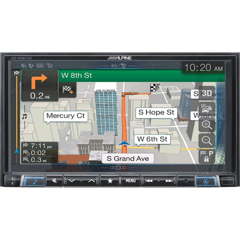 Alpine INE-W967HD, Double-Din Car Mech-Less Digital Media Receiver with 7" Screen and GPS Navigation (Does Not Play CDs)