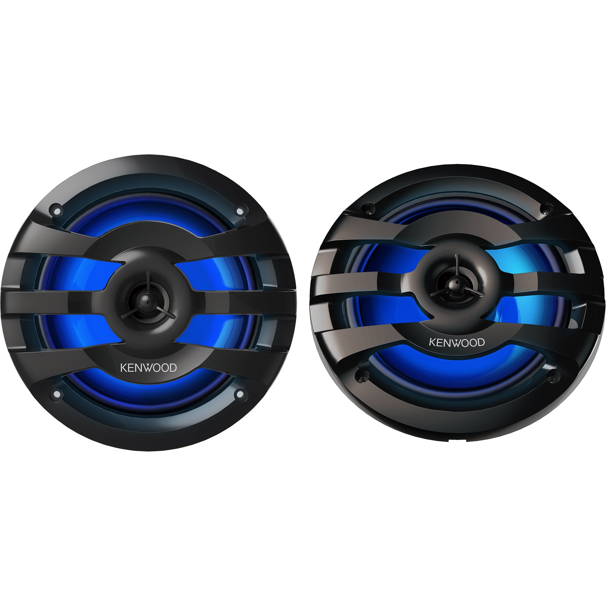 Kenwood KFC-1673MRBL, 6.5" 2-Way Coaxial Marine / Motorsport Speaker w/ LED Lighted Black Grille - 260W