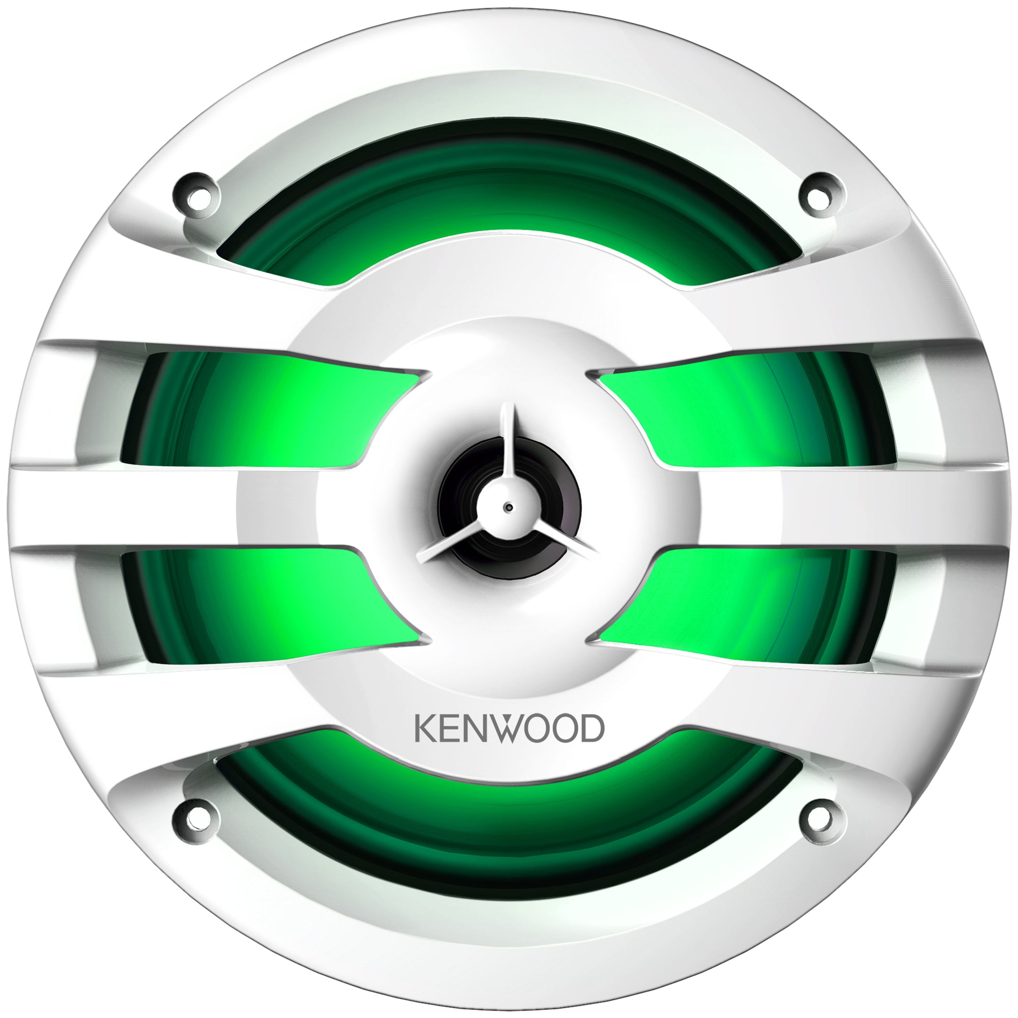 Kenwood KFC-1673MRWL, 6.5" 2-Way Coaxial Marine / Motorsport Speaker w/ LED Lighted White Grille - 260W