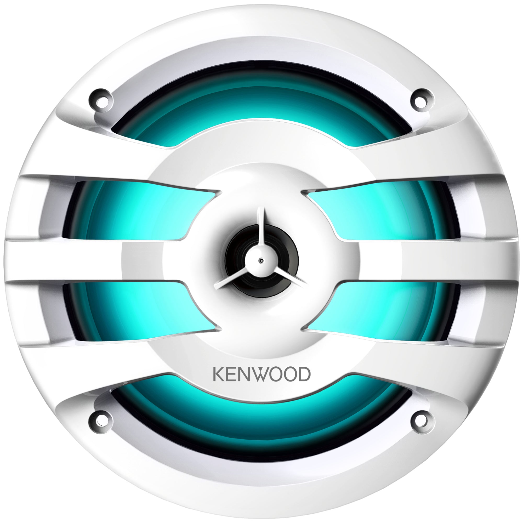 Kenwood KFC-1673MRWL, 6.5" 2-Way Coaxial Marine / Motorsport Speaker w/ LED Lighted White Grille - 260W