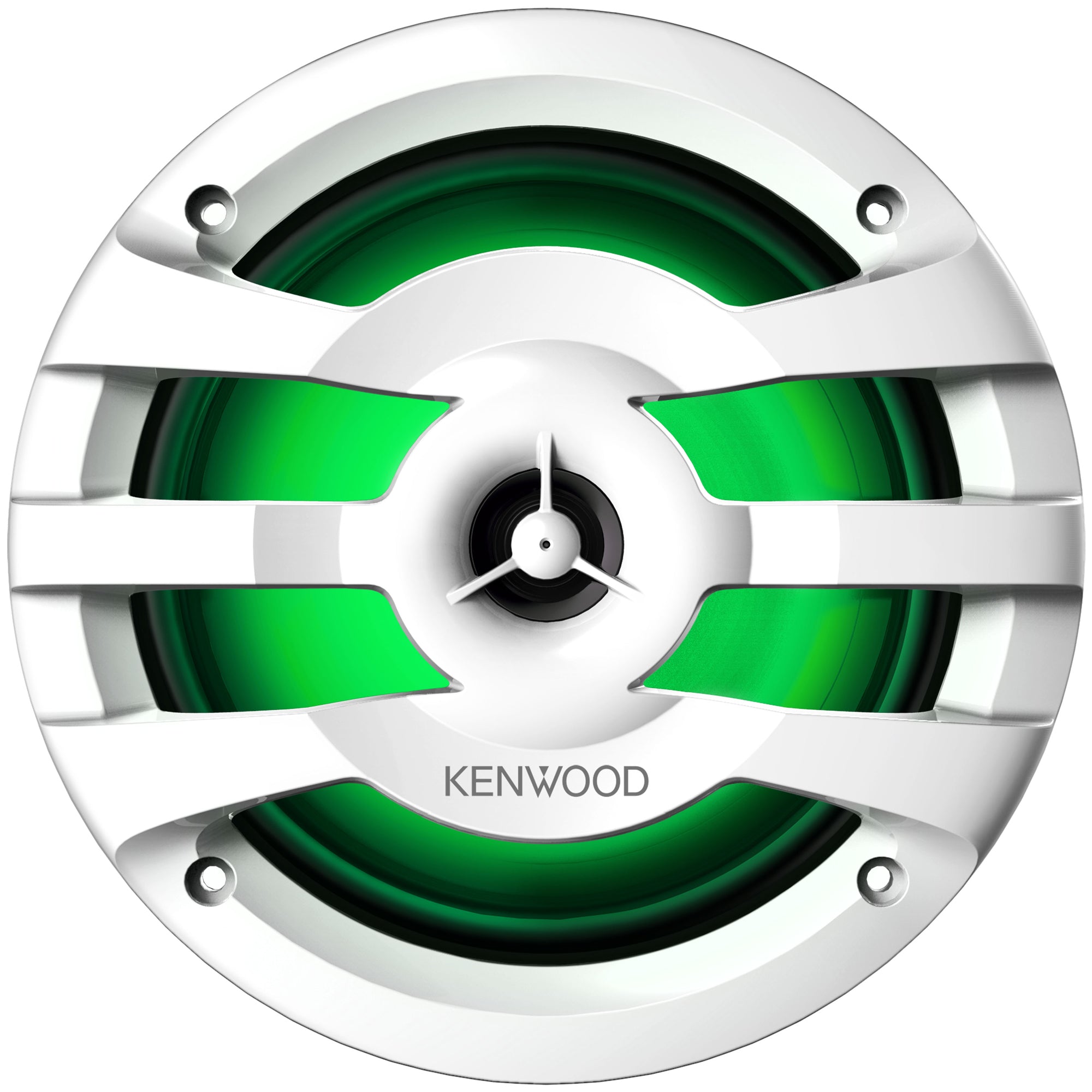 Kenwood KFC-1673MRWL, 6.5" 2-Way Coaxial Marine / Motorsport Speaker w/ LED Lighted White Grille - 260W