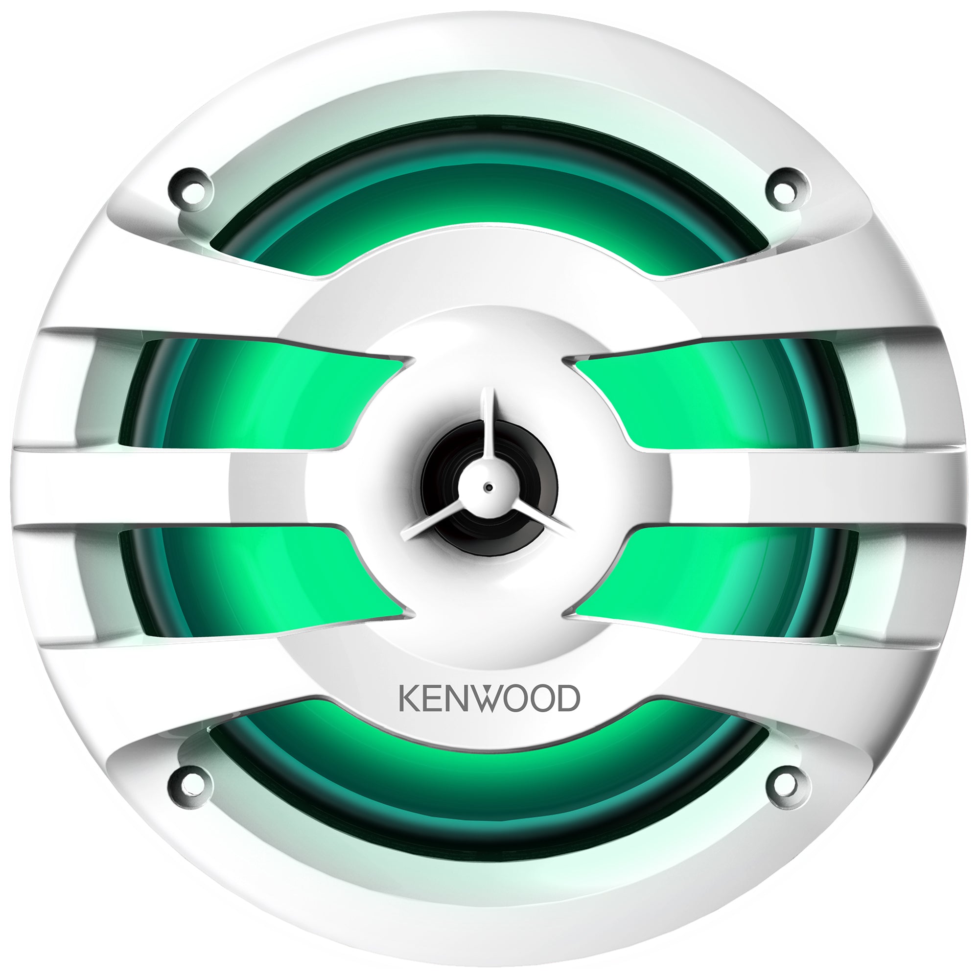 Kenwood KFC-1673MRWL, 6.5" 2-Way Coaxial Marine / Motorsport Speaker w/ LED Lighted White Grille - 260W