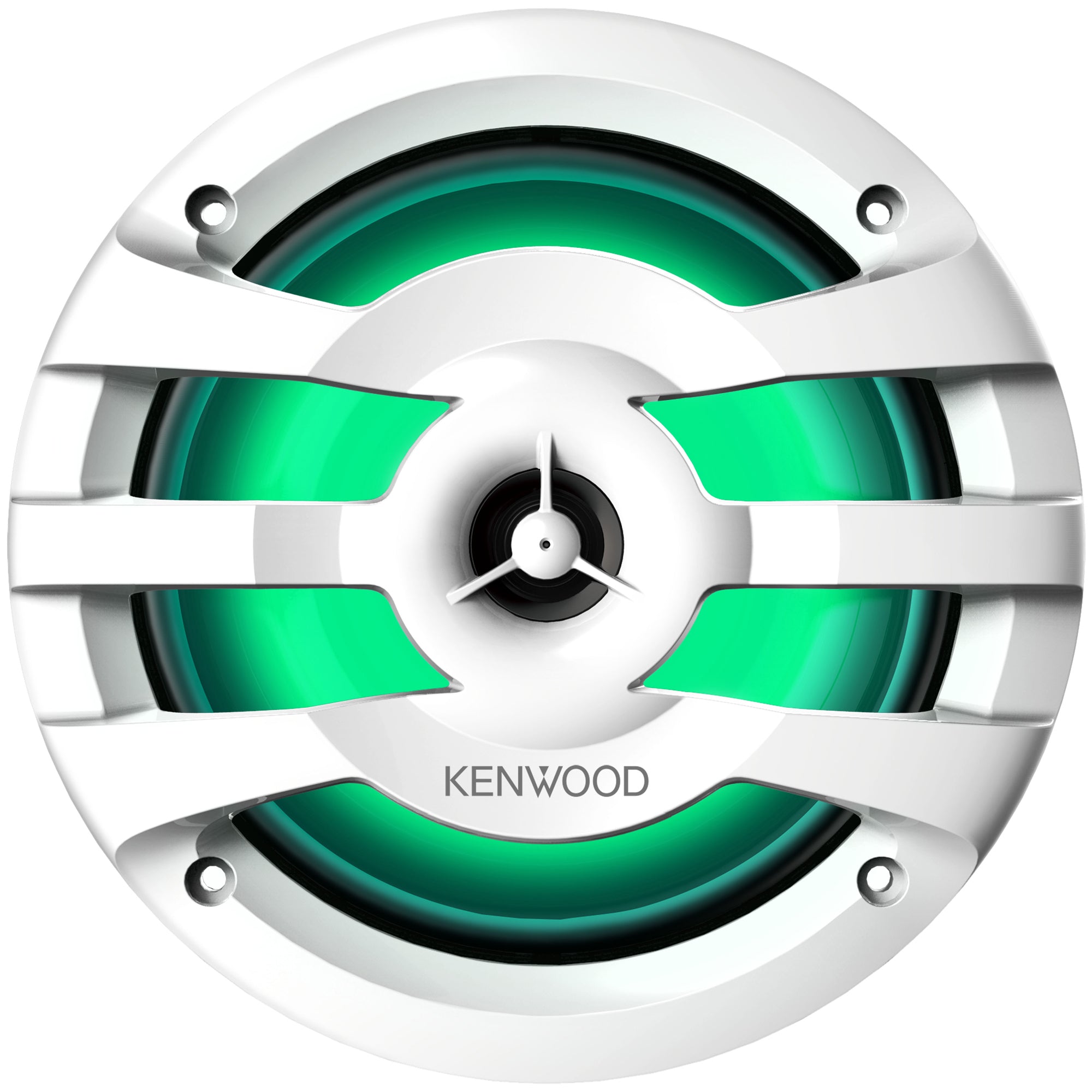Kenwood KFC-1673MRWL, 6.5" 2-Way Coaxial Marine / Motorsport Speaker w/ LED Lighted White Grille - 260W