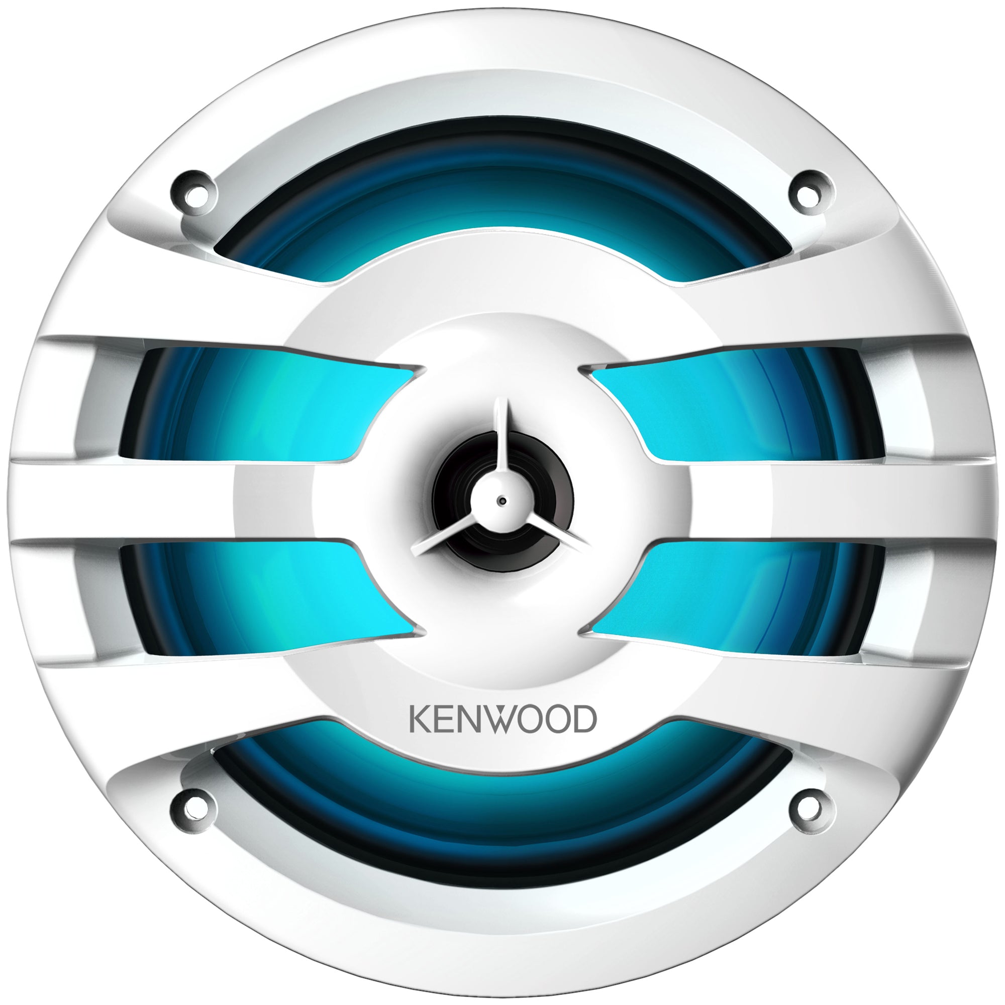 Kenwood KFC-1673MRWL, 6.5" 2-Way Coaxial Marine / Motorsport Speaker w/ LED Lighted White Grille - 260W