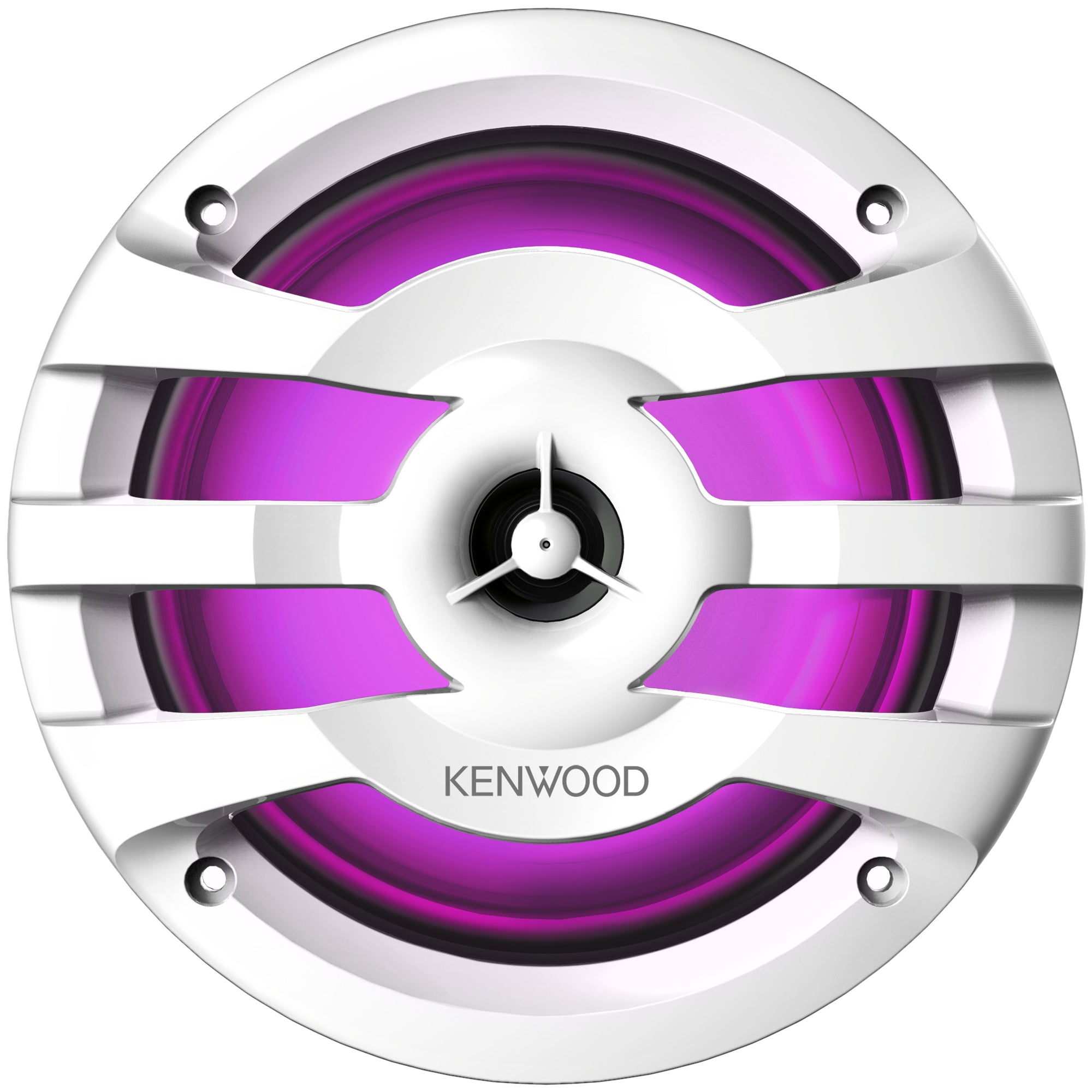 Kenwood KFC-1673MRWL, 6.5" 2-Way Coaxial Marine / Motorsport Speaker w/ LED Lighted White Grille - 260W