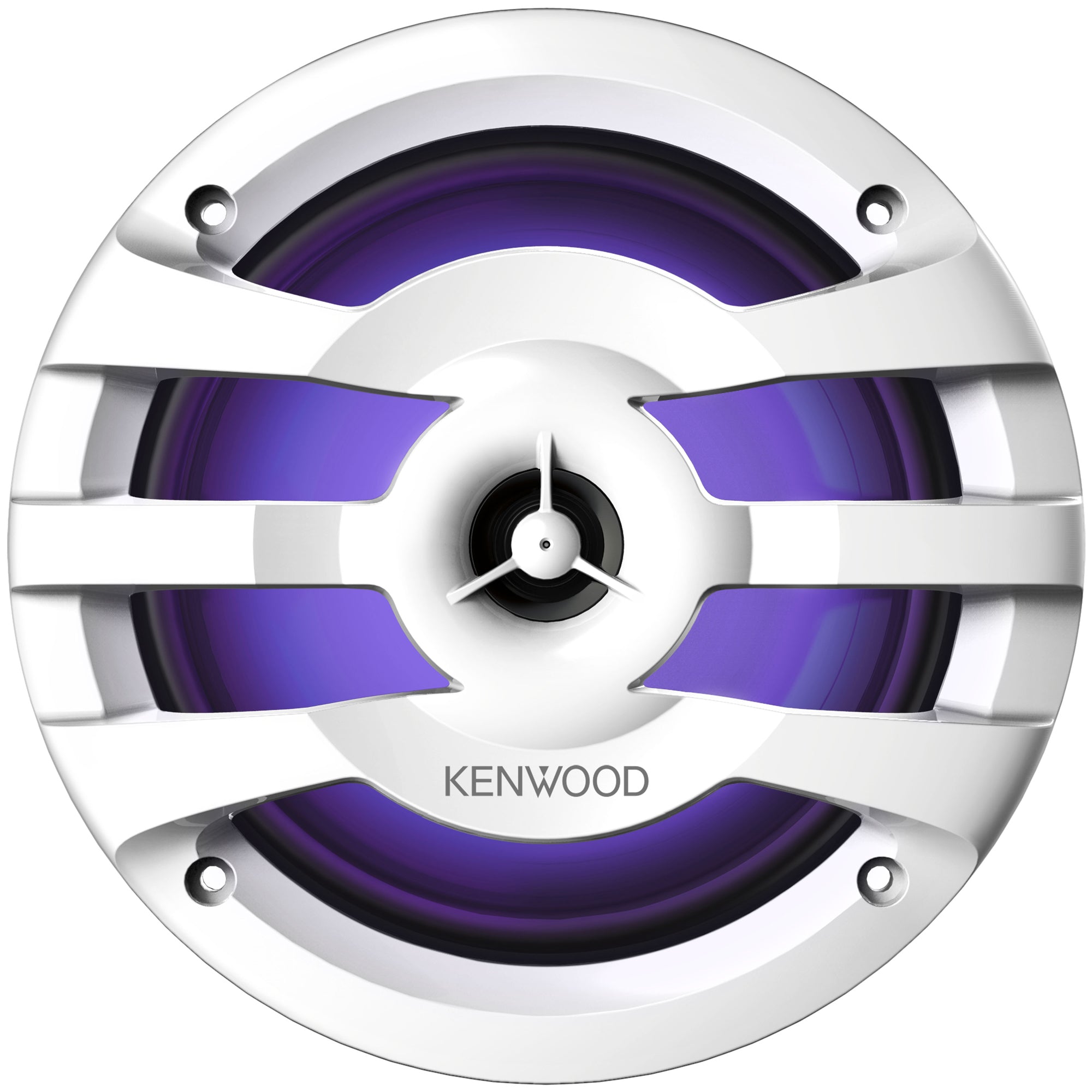 Kenwood KFC-1673MRWL, 6.5" 2-Way Coaxial Marine / Motorsport Speaker w/ LED Lighted White Grille - 260W