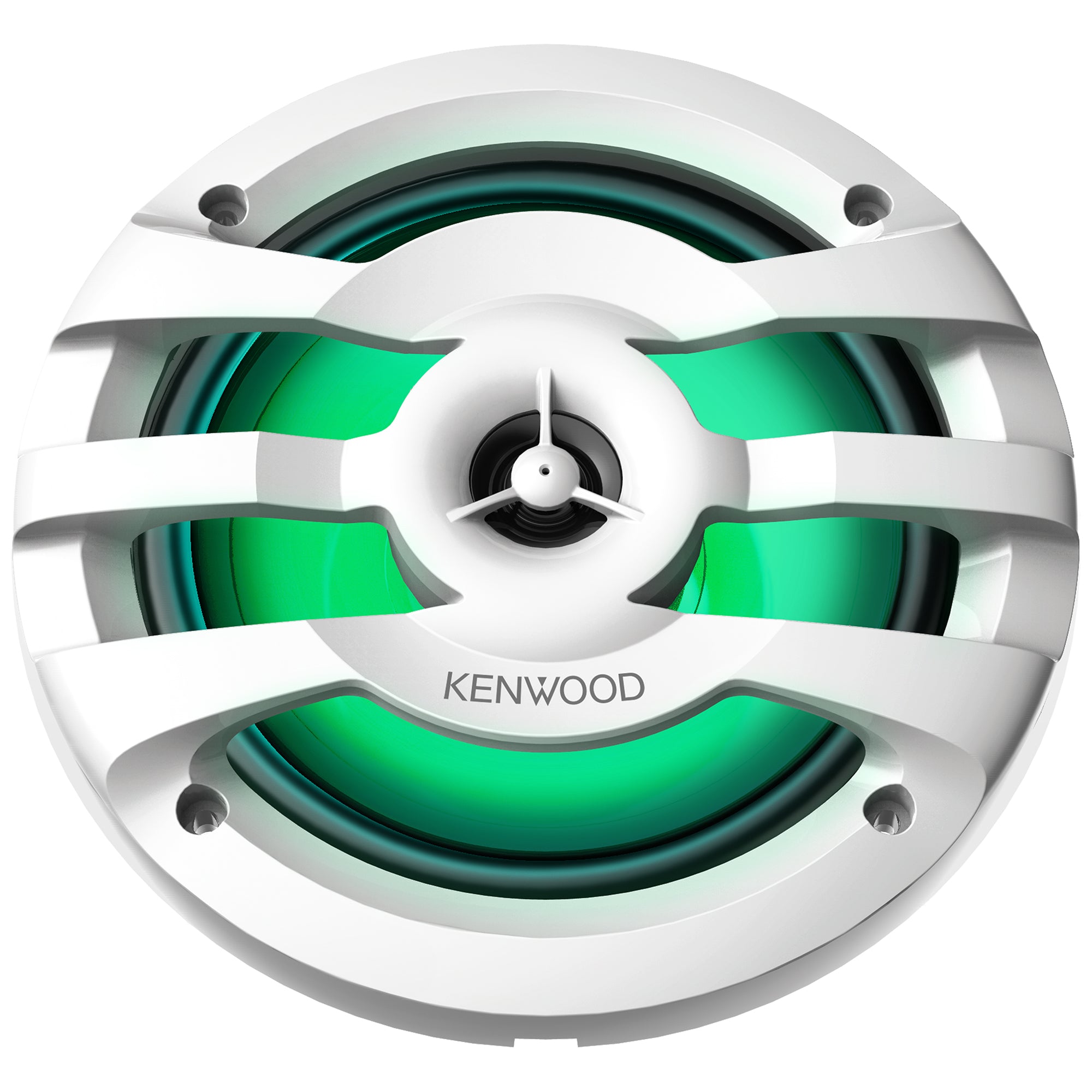 Kenwood KFC-1673MRWL, 6.5" 2-Way Coaxial Marine / Motorsport Speaker w/ LED Lighted White Grille - 260W