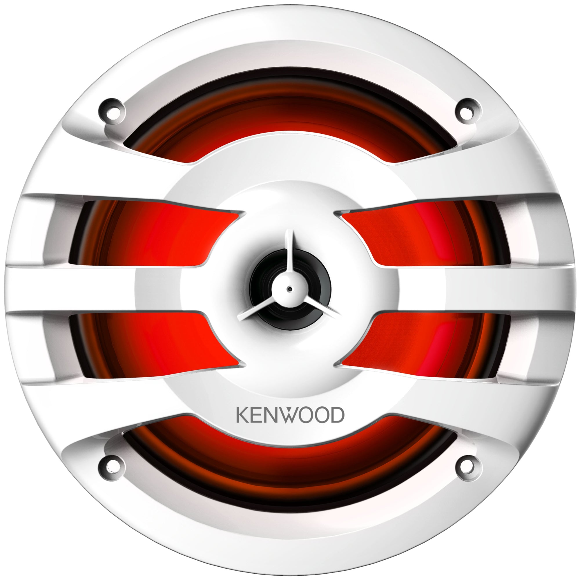 Kenwood KFC-1673MRWL, 6.5" 2-Way Coaxial Marine / Motorsport Speaker w/ LED Lighted White Grille - 260W