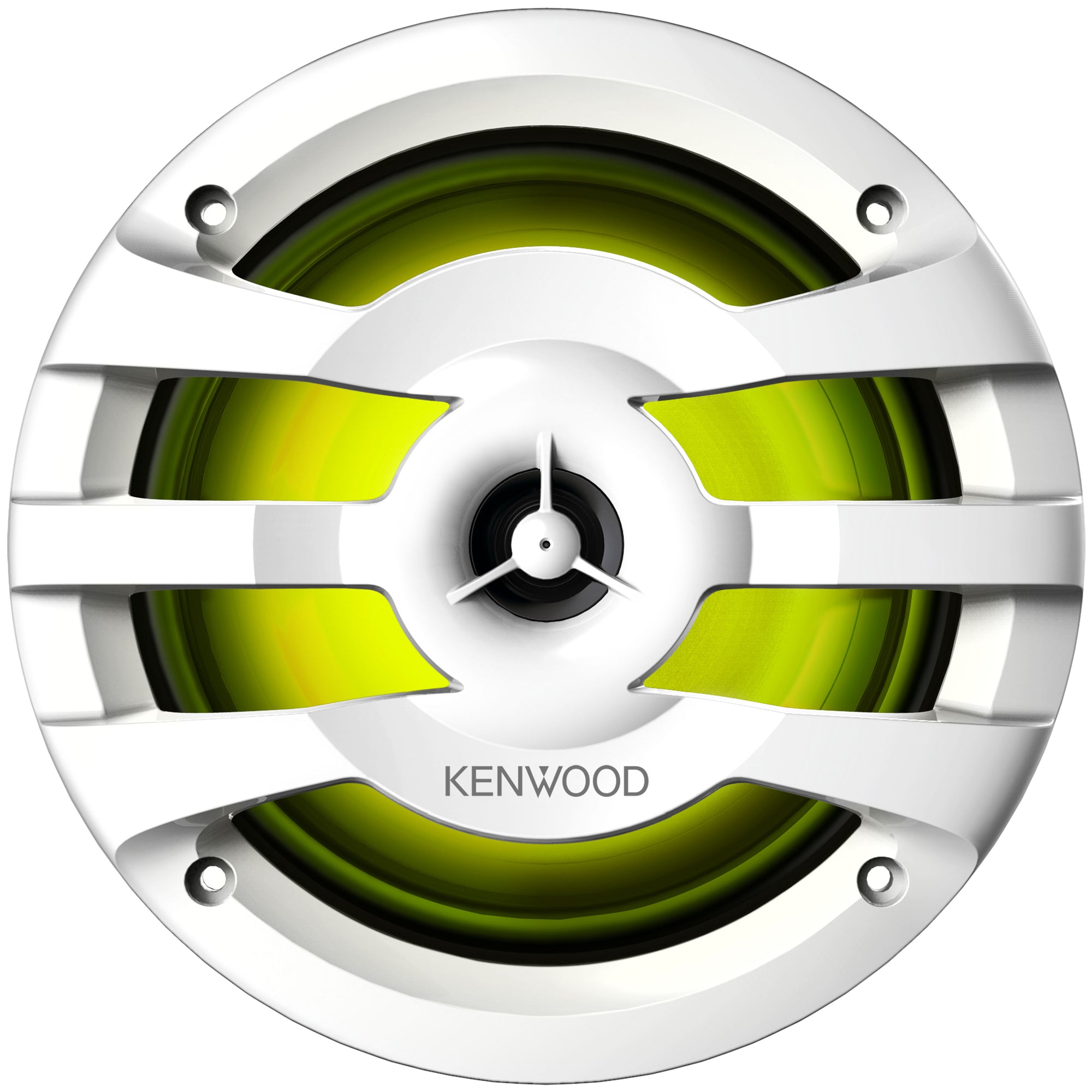 Kenwood KFC-1673MRWL, 6.5" 2-Way Coaxial Marine / Motorsport Speaker w/ LED Lighted White Grille - 260W