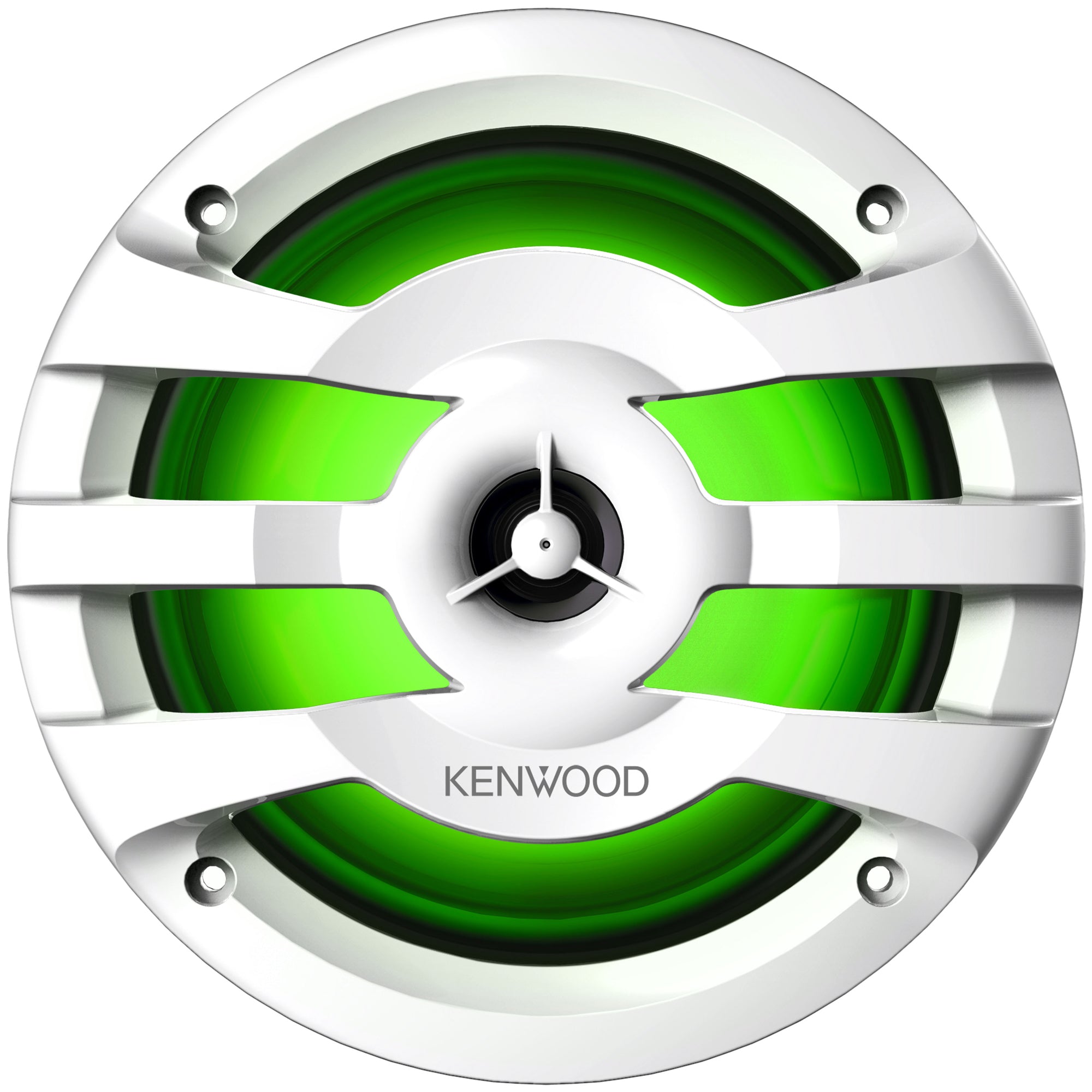 Kenwood KFC-1673MRWL, 6.5" 2-Way Coaxial Marine / Motorsport Speaker w/ LED Lighted White Grille - 260W