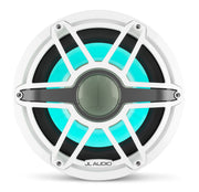 JL Audio M7-12IB-S-GWGW-I-4, 12" Infinite Baffle Marine Subwoofer - Sport Gloss White Grille w/ RGB LED Lighting, 600W