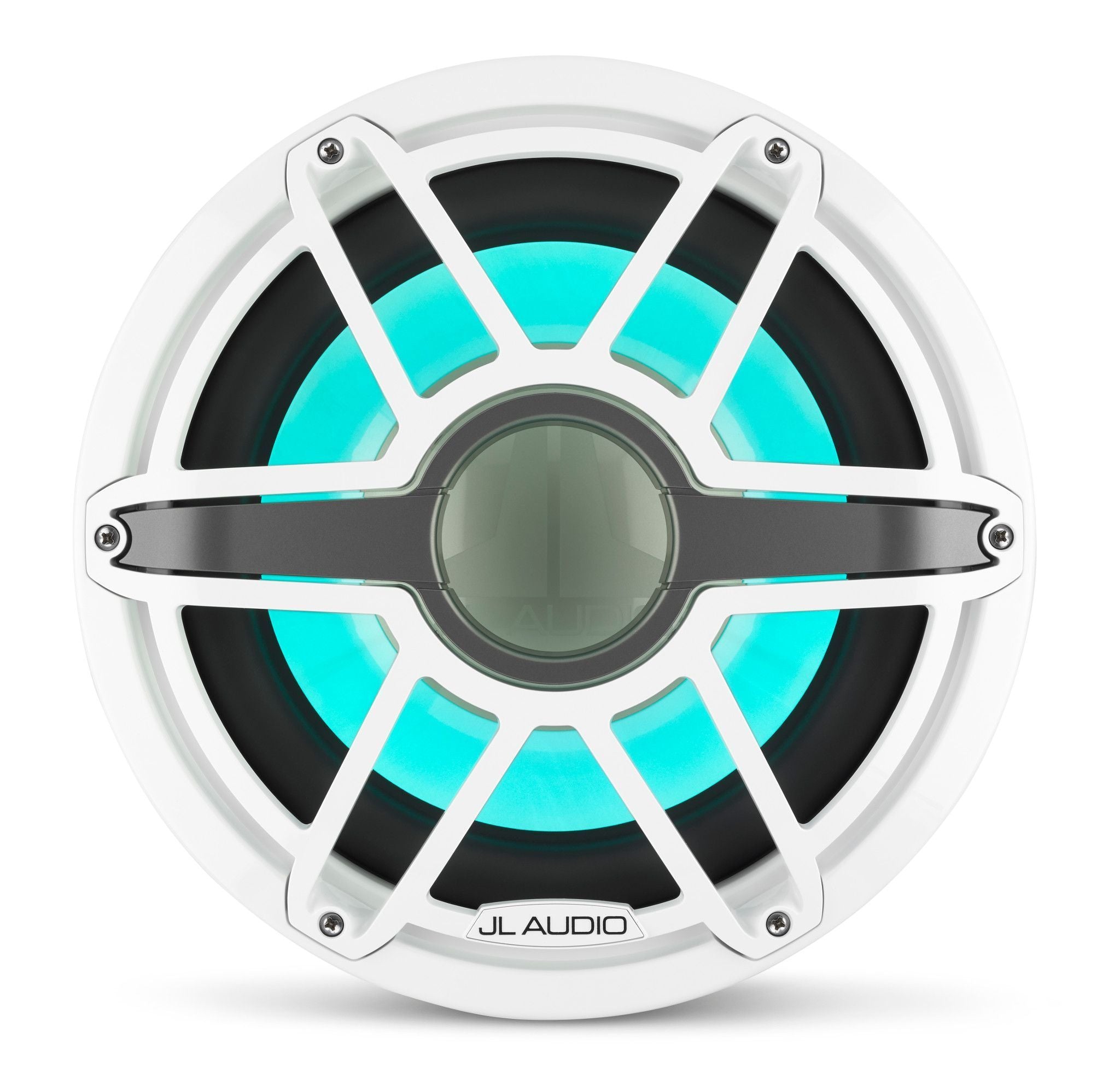 JL Audio M7-12IB-S-GWGW-I-4, 12" Infinite Baffle Marine Subwoofer - Sport Gloss White Grille w/ RGB LED Lighting, 600W