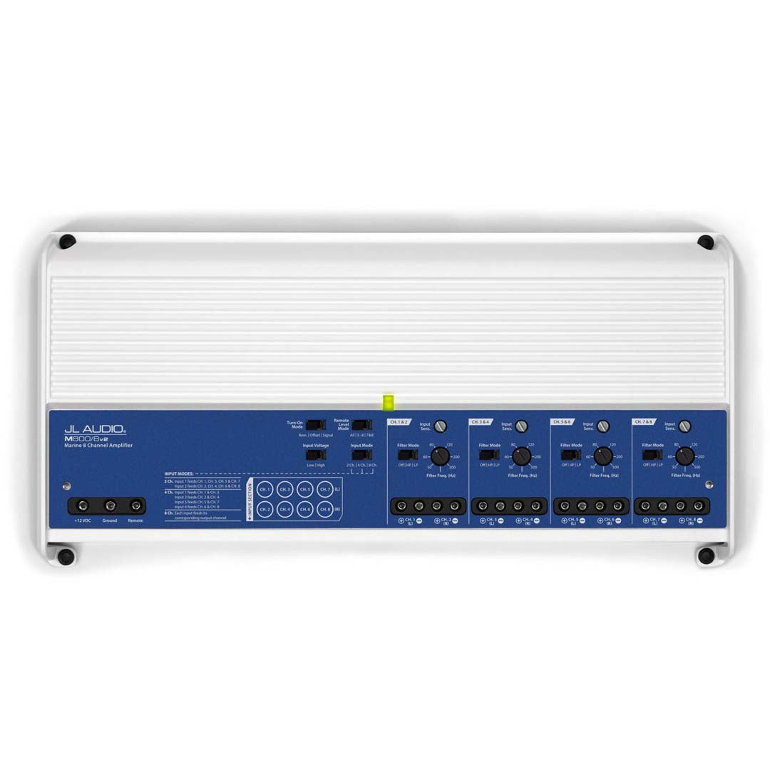 JL Audio M800/8v2, M Series Marine Class D 8-Ch Amplifier, 100W x 8 @ 2-Ohm