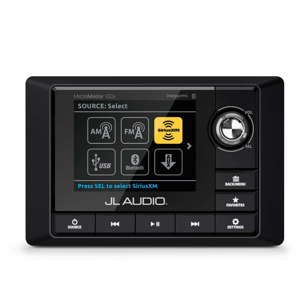 JL Audio MM100s-BE, MediaMaster Full-featured Weatherproof Marine Source Unit with Full Color LCD Display