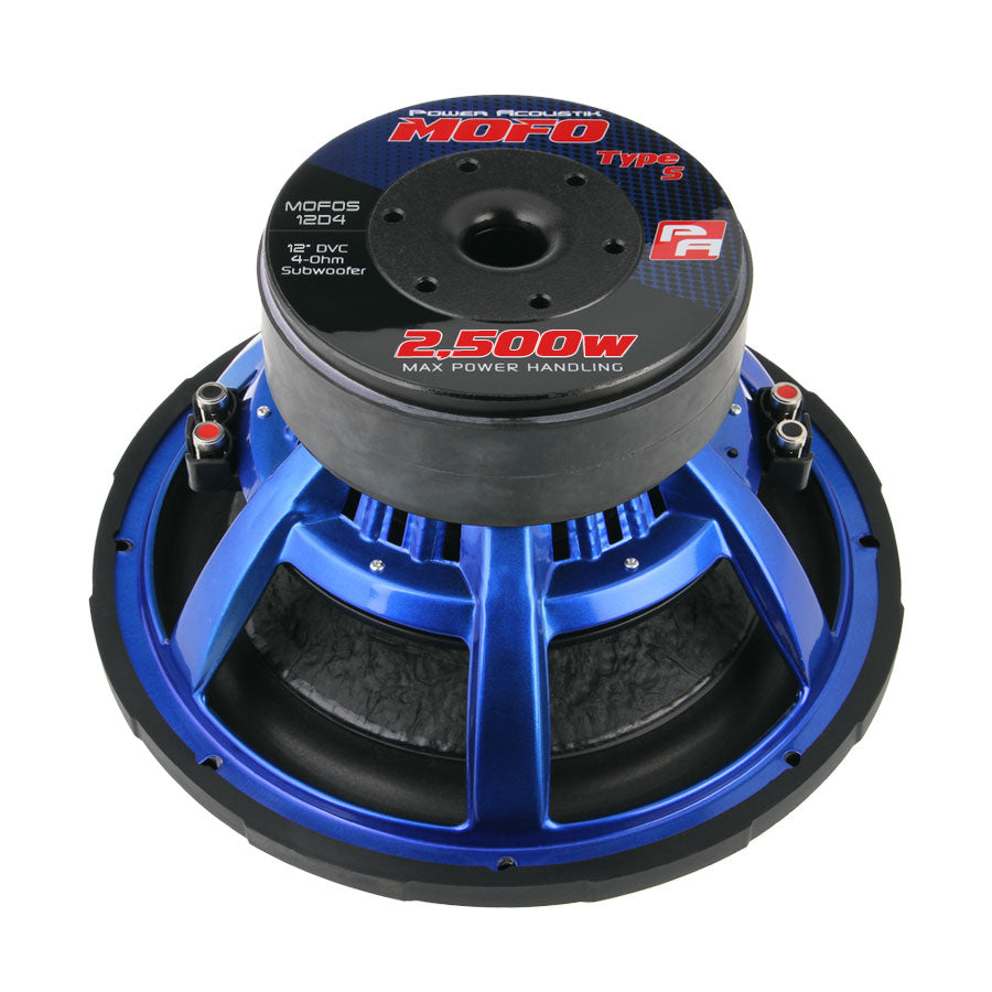 Power Acoustik MOFOS-12D4, 12" Dual 4 Ohm Subwoofer - 2500W