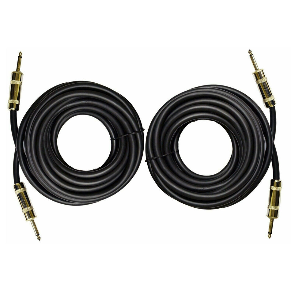 Ignite Pro 2x 1/4" to 1/4" 25 Ft. True 12 Gauge Wire AWG DJ/ Pro Audio Speaker Cable, Pair