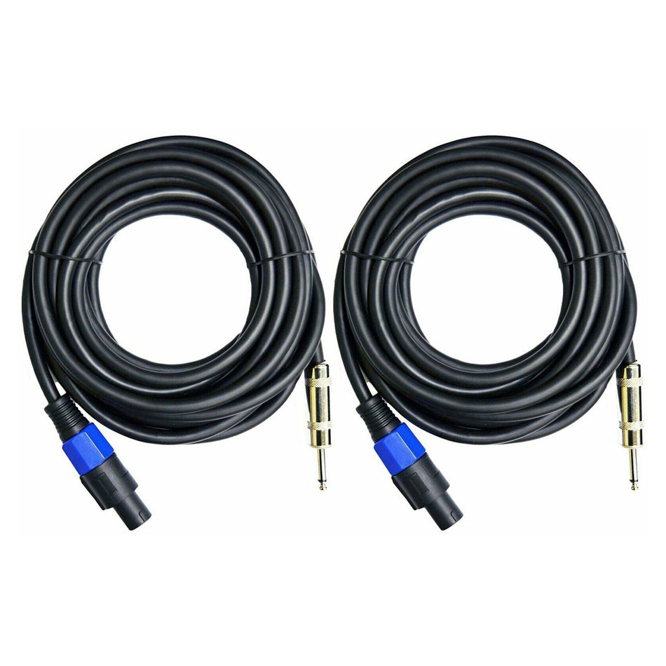 Ignite Pro 2x Speakon to 1/4" 25 Ft. True 12 Gauge Wire AWG DJ/ Pro Audio Speaker Cable, Pair