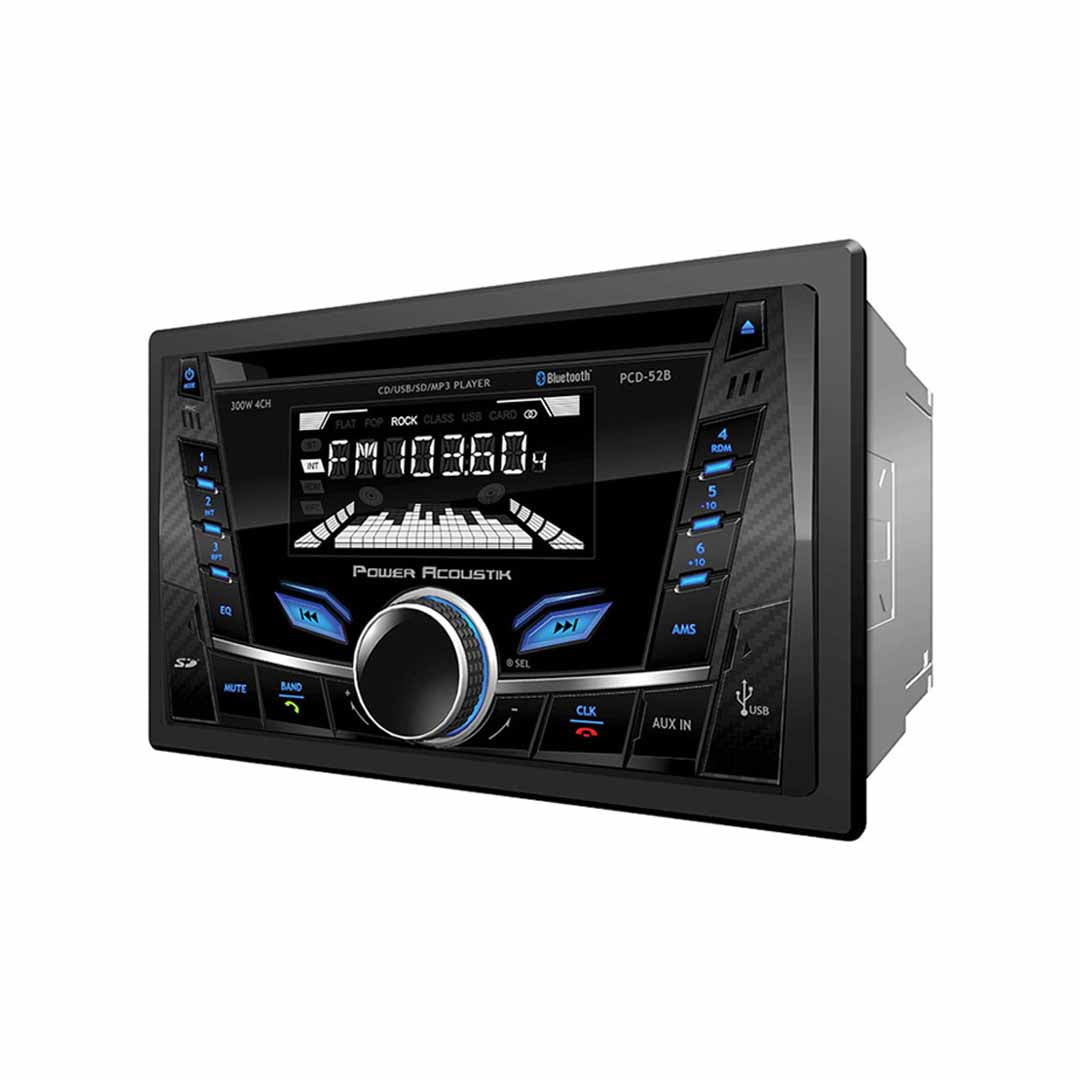 Power Acoustik PCD-52B, 2-DIN CD/MP3 Head Unit w/ 32GB USB, SD, AUX, & Bluetooth