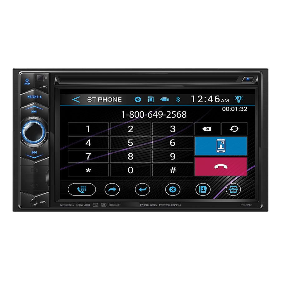 Power Acoustik PD-624B , 2-DIN Source Unit w/ Bluetooth & 6.2" LCD