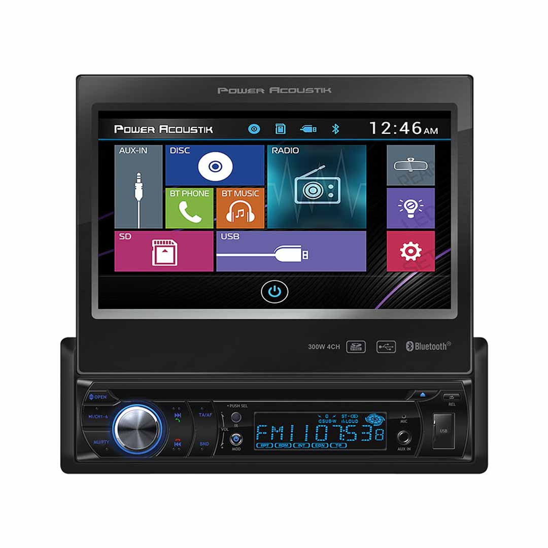 Power Acoustik PD-724B , 1-DIN Source Unit w/ Bluetooth & Motorized 7" LCD
