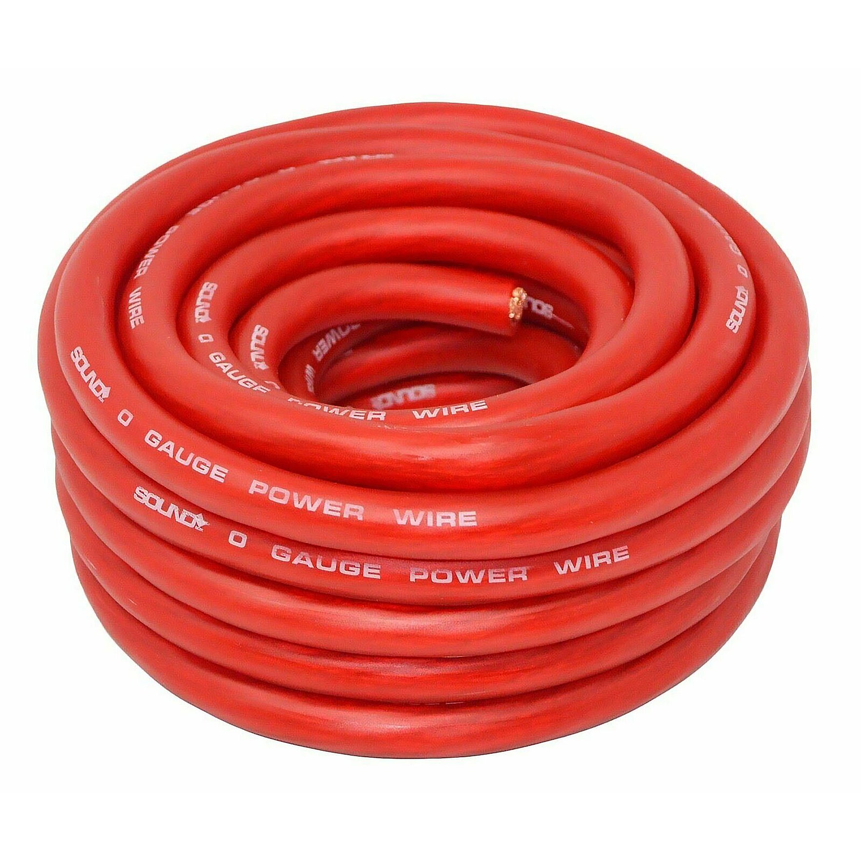 SoundBox PW0-25R, 0 Gauge 25' Copper Amplifier Power / Ground Wire Roll, Red
