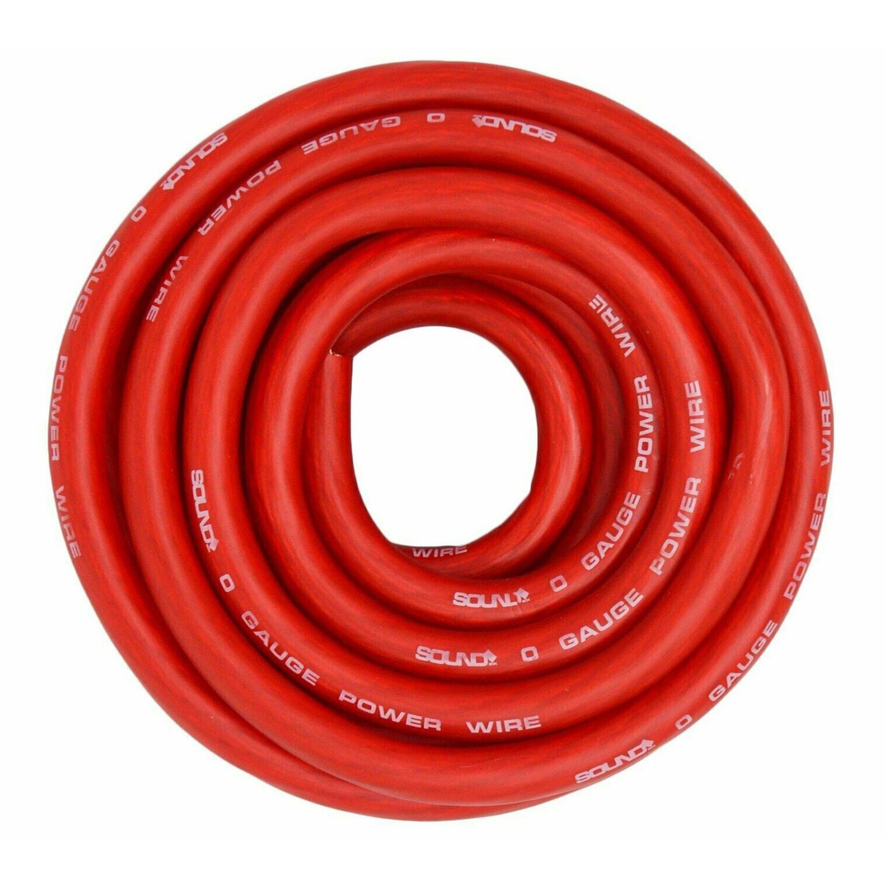 SoundBox PW0-25R, 0 Gauge 25' Copper Amplifier Power / Ground Wire Roll, Red