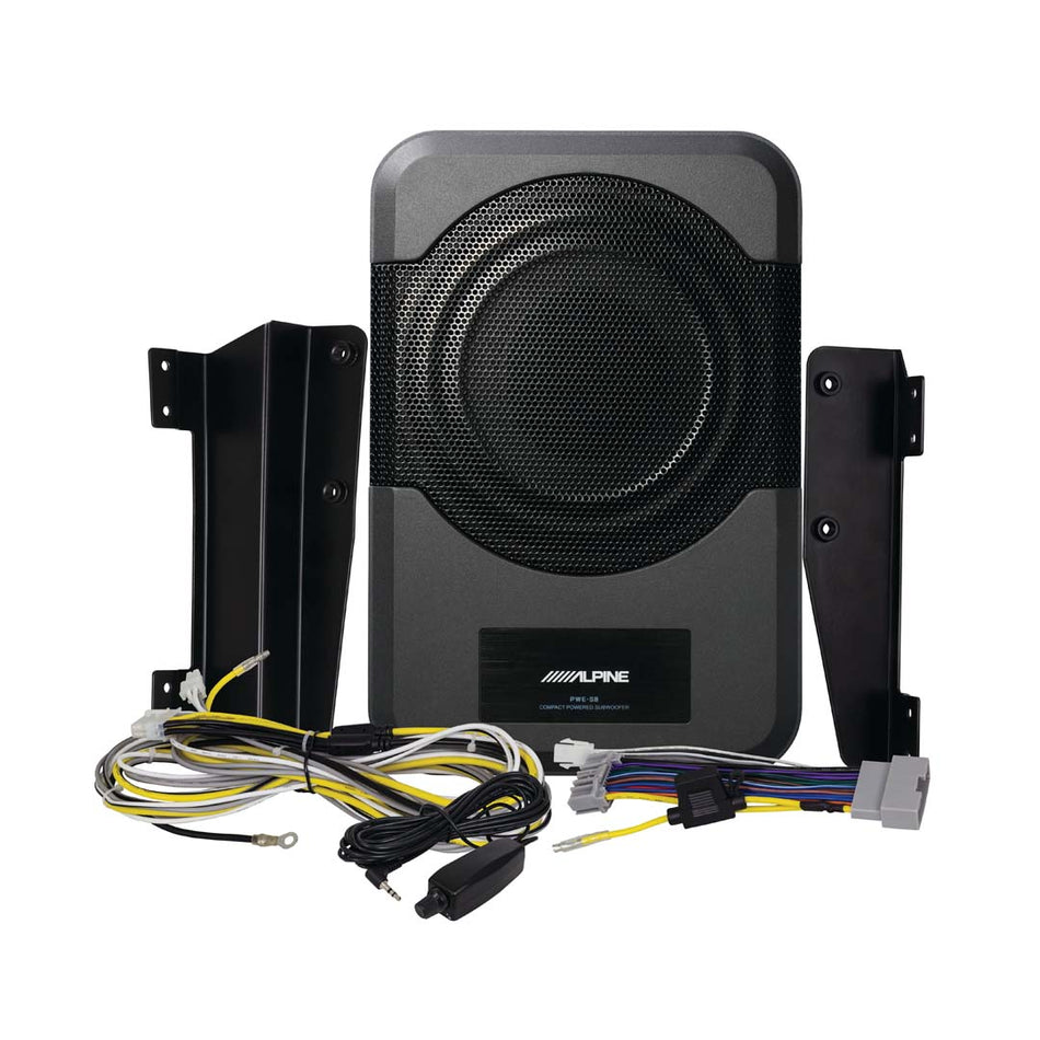Alpine PWE-S8-WRA, 8-inch Compact Powered Subwoofer System for 2011-Up 4-door Jeep Wrangler
