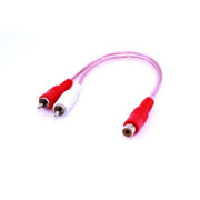Crux RCA-1F2M, RCA 1 Female to 2 Male Y Cable, Clear Jacket