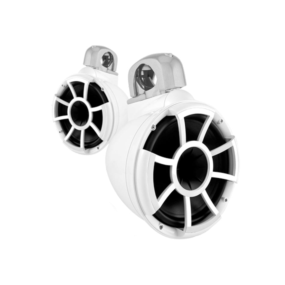 Wet Sounds REV 10 W-FC SA, REV 10" Tower Speakers  with Fixed Position Clamp Silver Aluminum - 600W