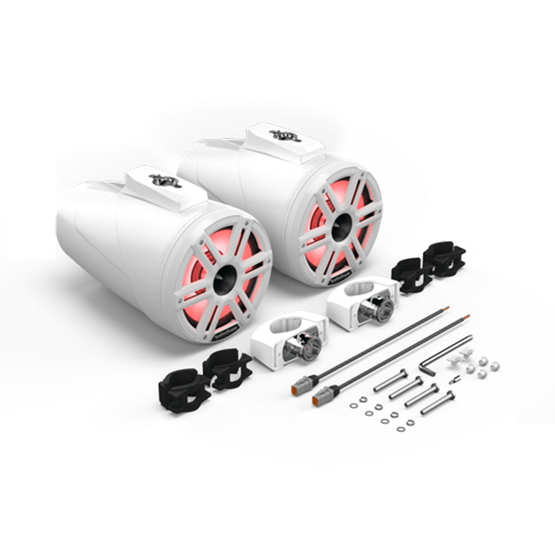Rockford Fosgate M2WL-8, M2 Series 8" Color Optix Wake Tower Speakers - White & Stainless Grille - 1000W