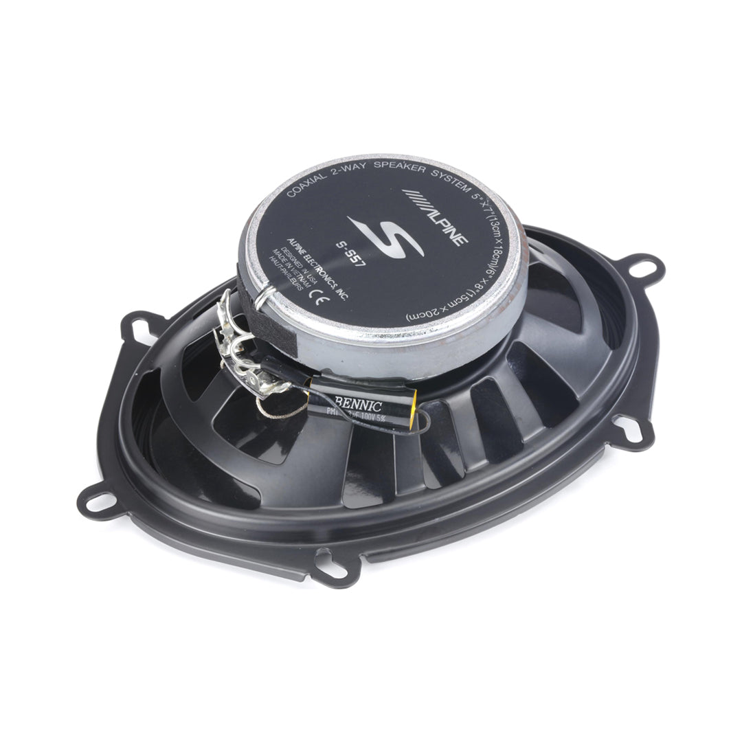 Alpine S-S57, S-Series 5x7" 2-Way Coaxial Car Speakers, 230W (Pair)