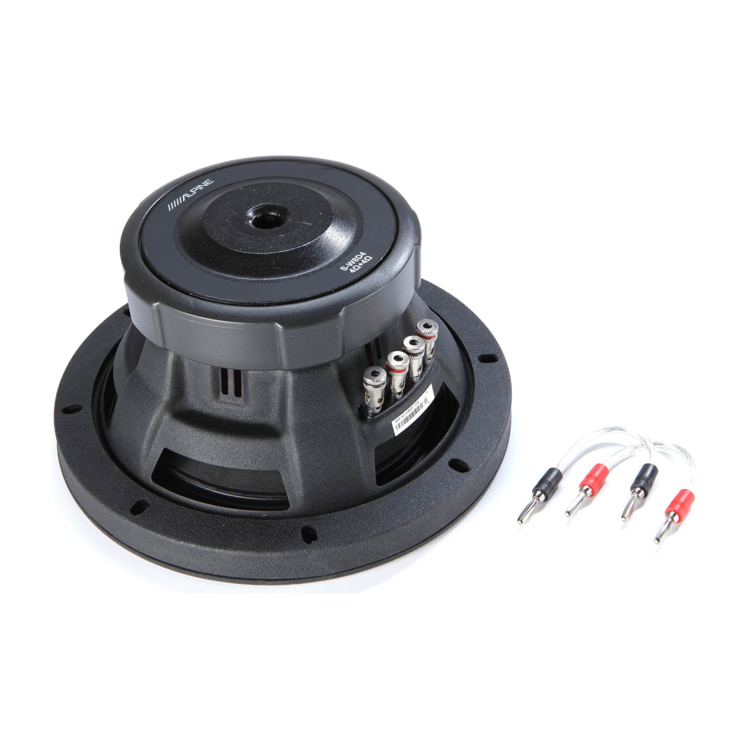 Alpine S-W8D4, S Series Dual 4 Ohm Voice Coil 900 Watts Subwoofer, 8"