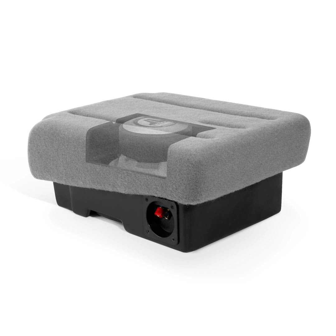 JL Audio SB-GM-SLVCTR2/10W3v3/BK, Stealthbox for 2007-2013 Chevrolet / GMC Full-Size SUVs with 40/20/40 split front bench, locking lower storage, 10W3v3, 500W