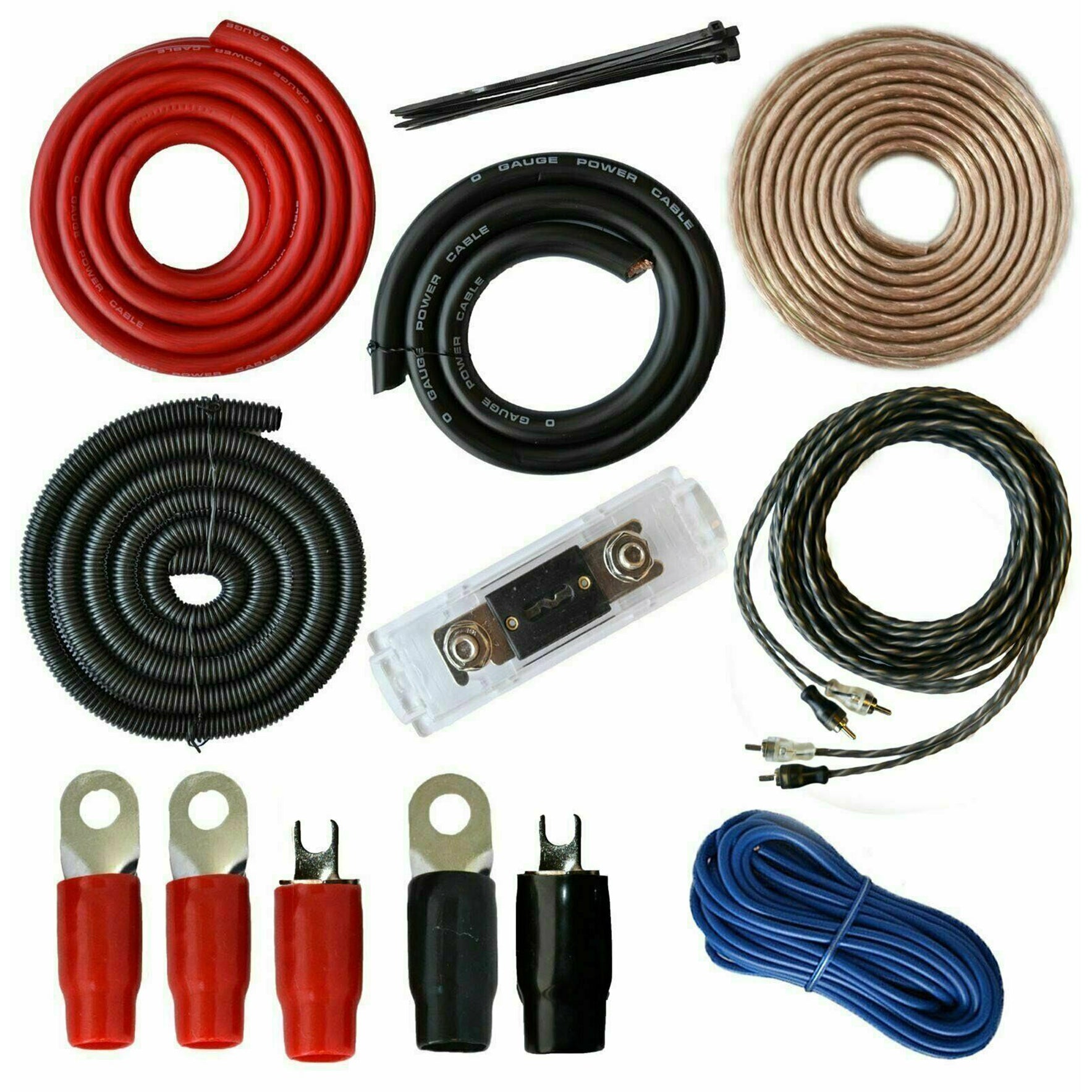 SoundBox 0 Gauge CCA Amplifier Install Wiring Kit & 2.5 Farad Digital Capacitor