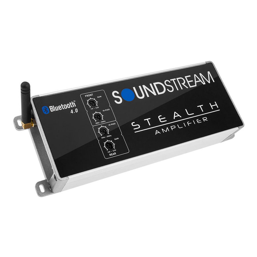 Soundstream ST4.1000DB, Stealth 4 Channel Class D Full Range Amplifier, Micro Size w/ Bluetooth - 1000W
