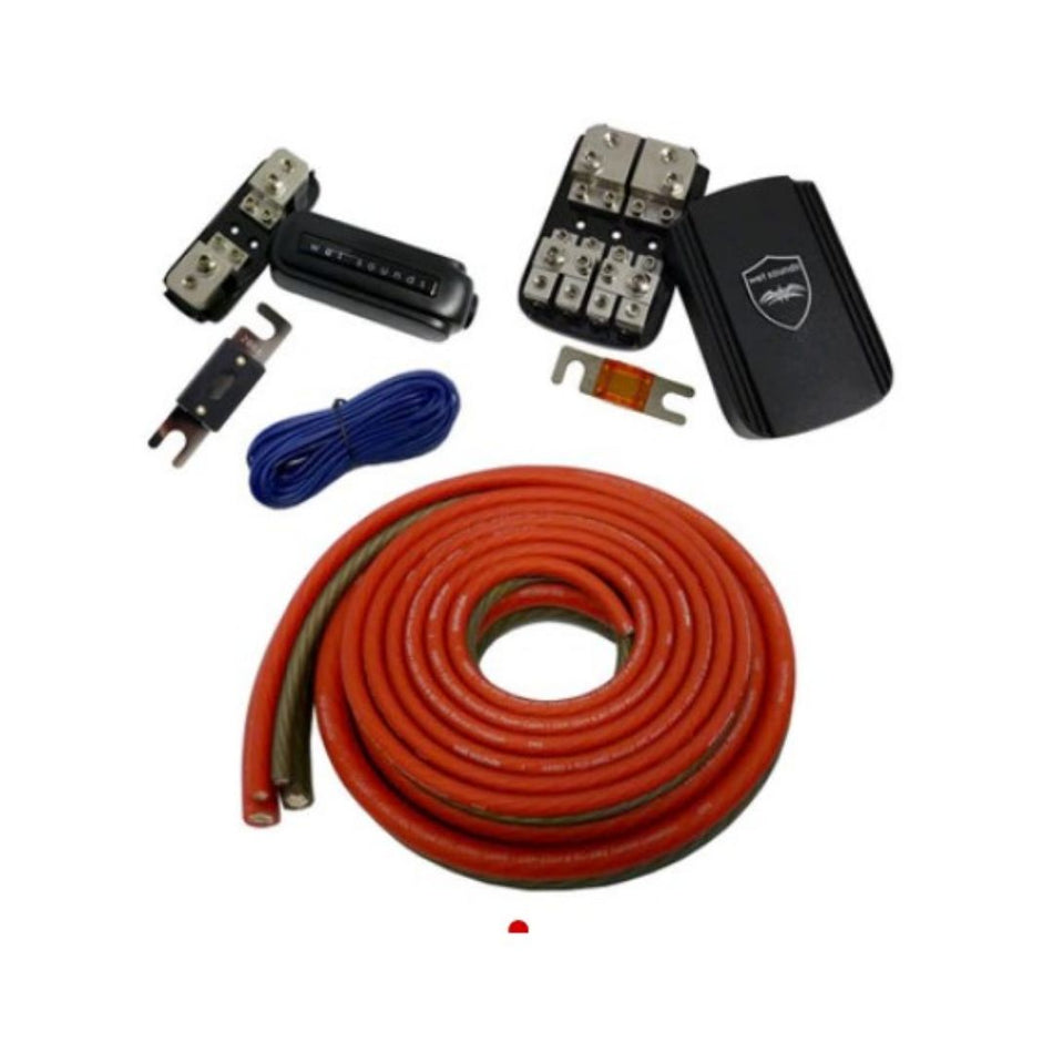 Wet Sounds WW-SINGLE AMP KIT, Power/Ground (15'-4awg power 15'-4awg ground) (20' 18awg remote), Single ANL Fuse  and Big Block (100amp) Fuse Distribution for 1-2 amps within 12' of batteries