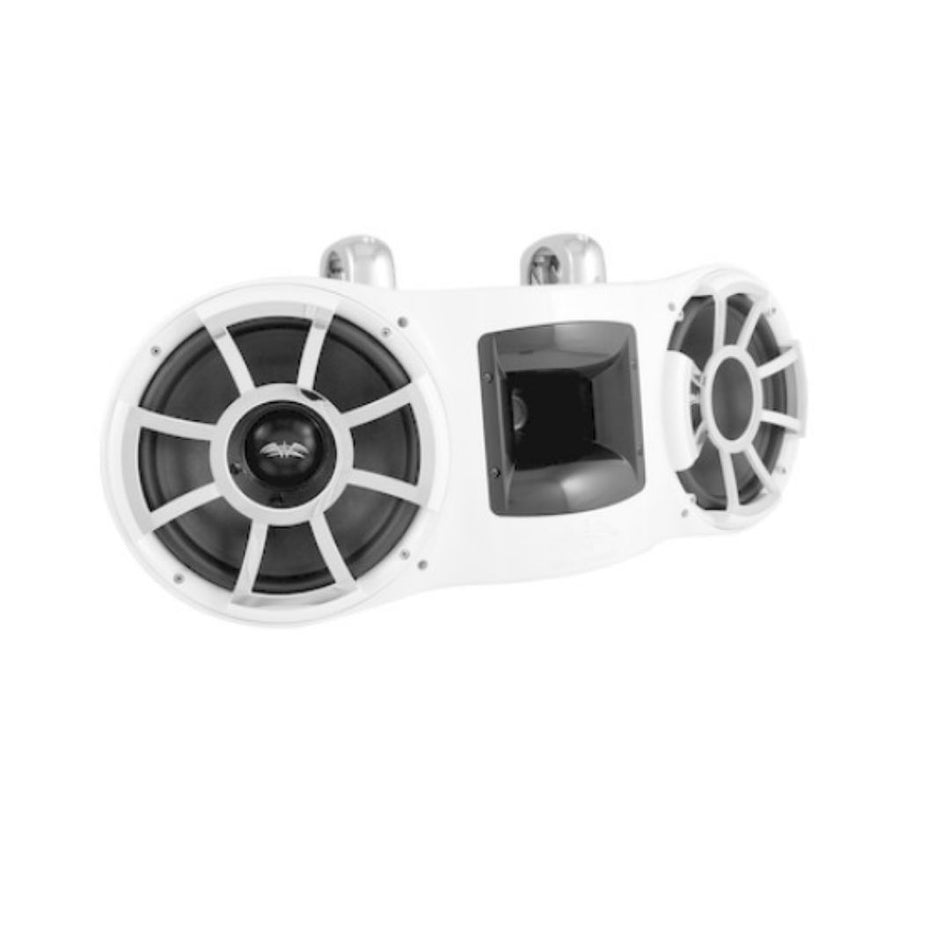 Wet Sounds REV 410 W-FCSA, REV 410 Dual 10" Tower Speakers with Fixed Silver Aluminum Mount Hardware - 800W