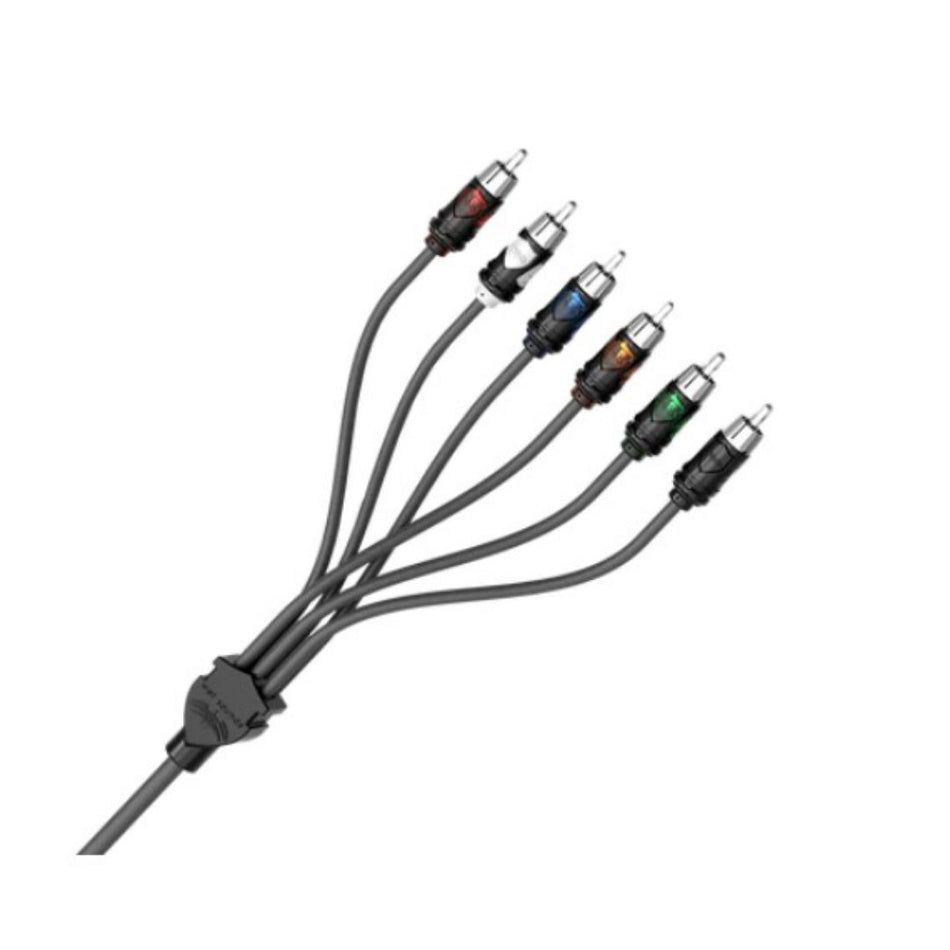 Wet Sounds WWX-RCA 6CH5FT, 6 Channel Quad Shielded RCA Cable w/ High Contact RCA Tips - 5ft