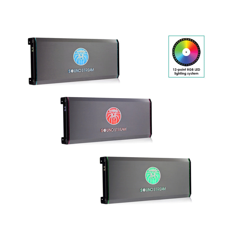 Soundstream T5.2500DL, Tarantula Electro 5 Channel Class D & A/B High Headroom Super Power Amplifier w/ RGB Lights - 2500W