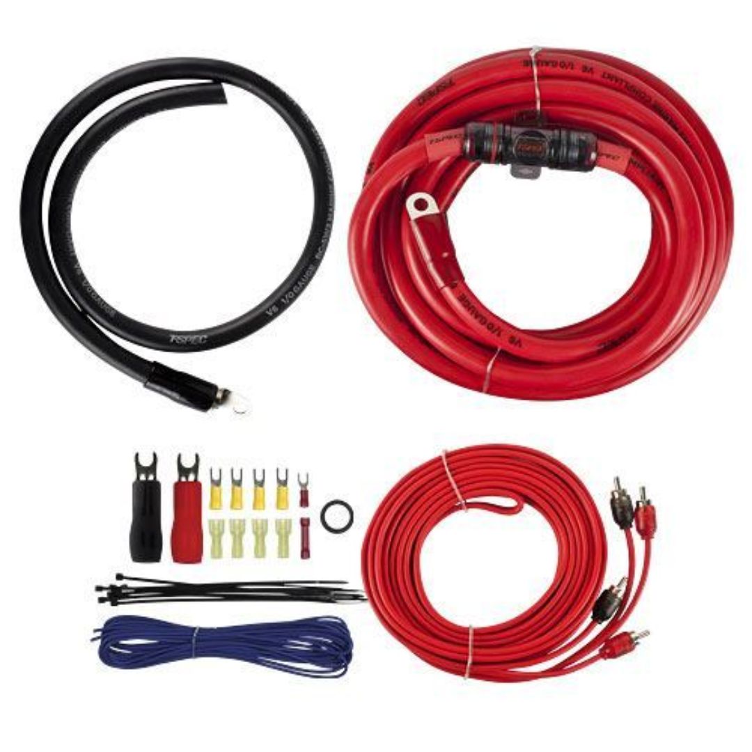 T-Spec V6-RAK1-0, 1/0AWG 2400W Amp Kit w/ RCA - V6 Series