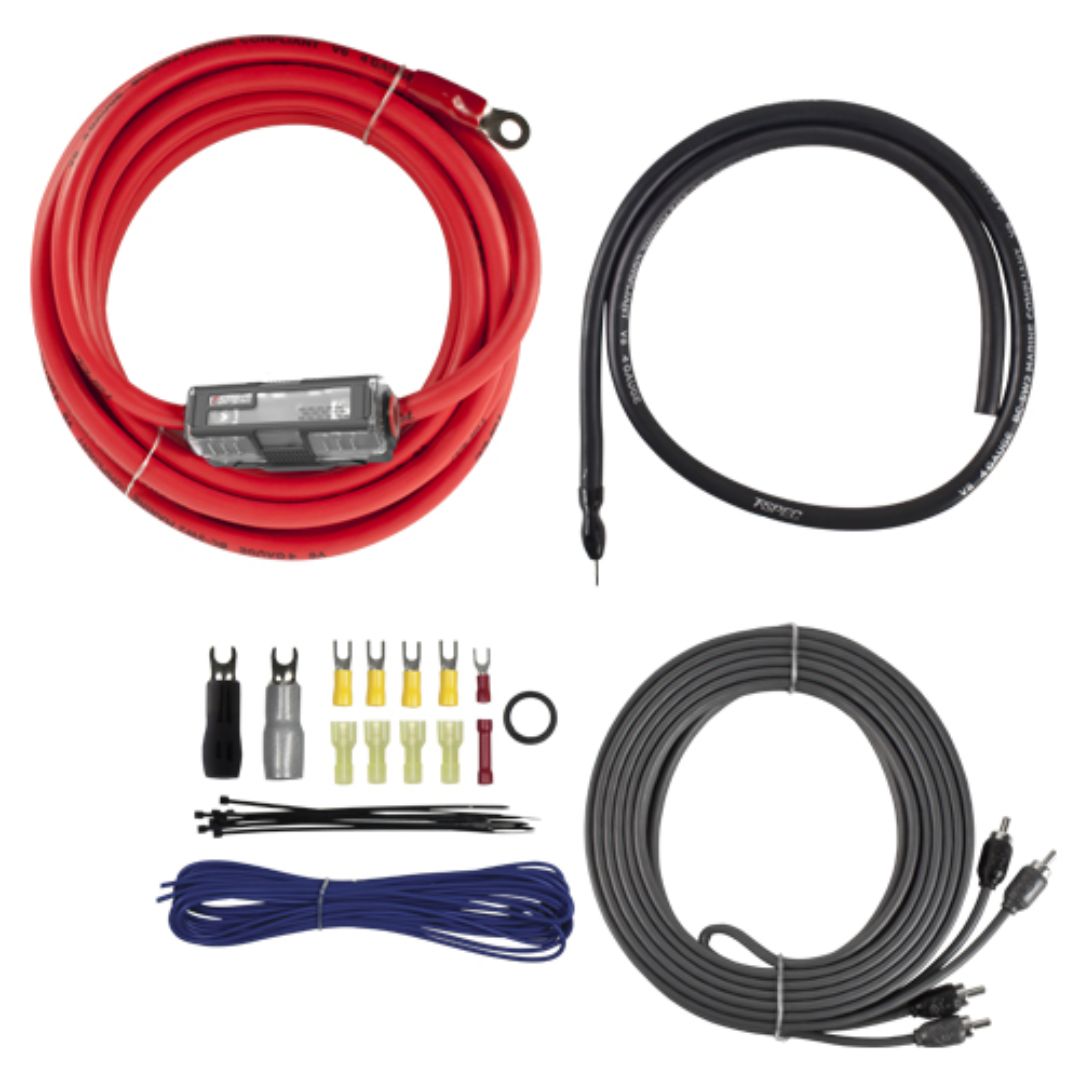 T-Spec V8-AK4, V8 4 AWG Amp Kit - 1500W w/ RCA Cable