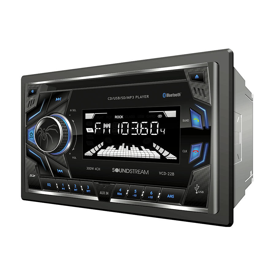 Soundstream VCD-22B, 2-DIN CD/MP3 Head Unit w/ 32GB USB, SD, AUX, & Bluetooth