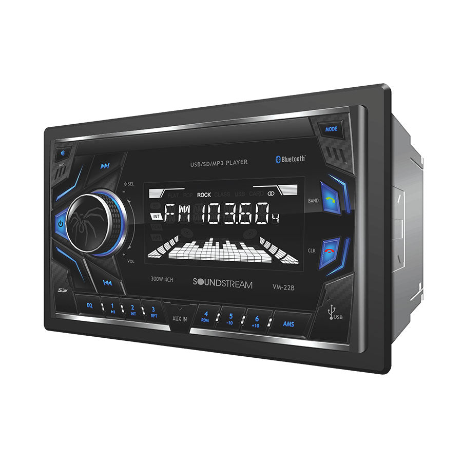 Soundstream VM-22B, 2-DIN Digital Audio Head Unit w/ 32GB USB, SD, AUX, & Bluetooth