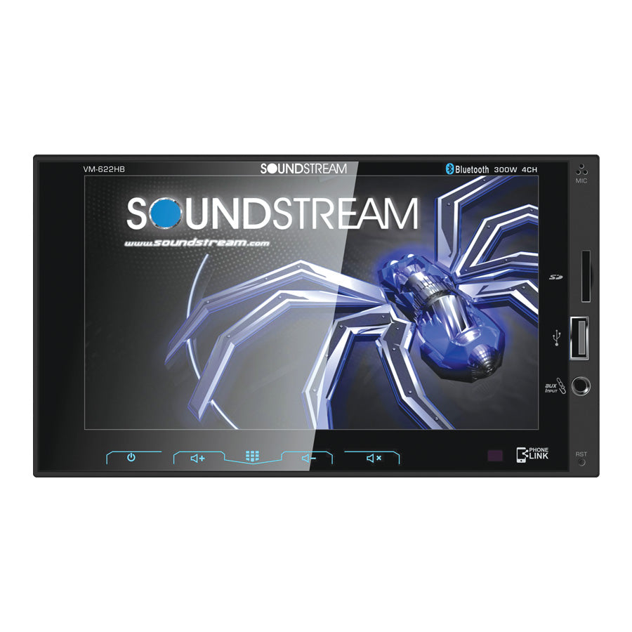 Soundstream VM-622HB, 2-DIN Digital Media (no DVD) w/ Phonelink, Bluetooth & 6.2" Capacitive LCD